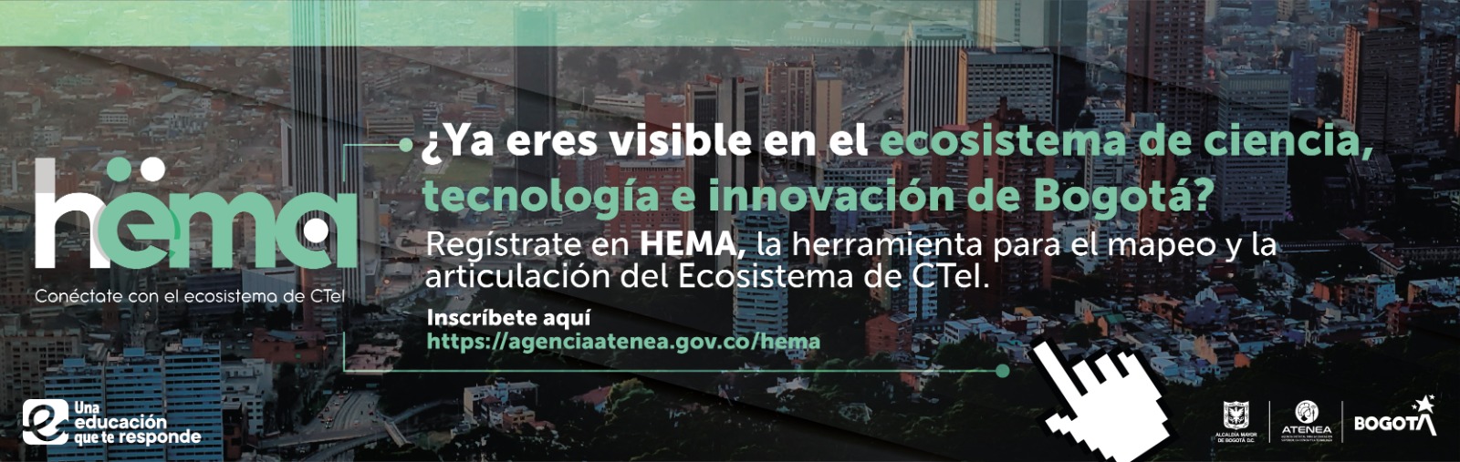 Banner web para Herramienta para el mapeo y articulación del ecosistema de CTel de Bogotá