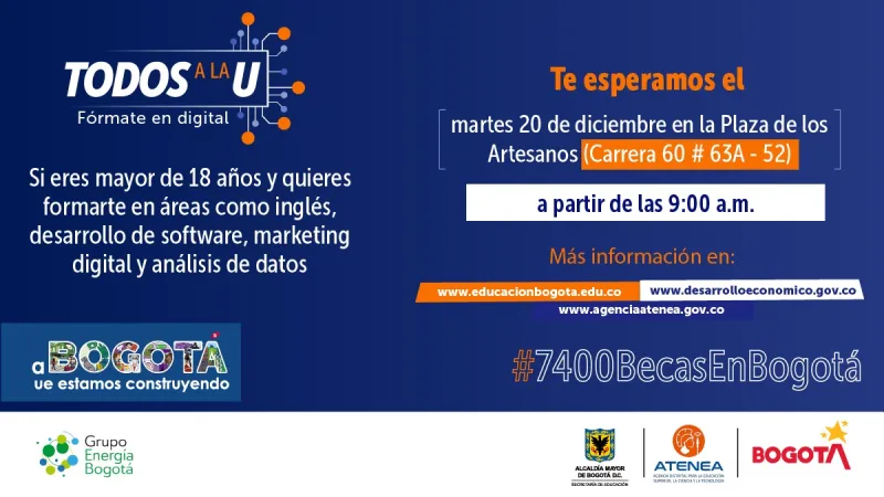 Distrito ofrece 7.400 becas para formaciones de ciclo corto en el sector digital a través del programa “Todos a la U"