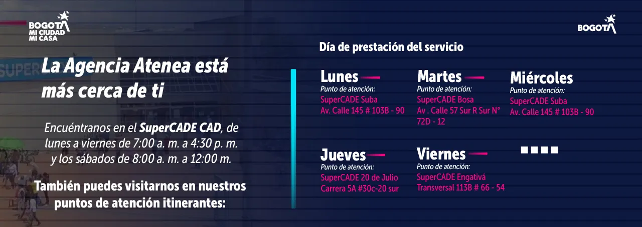 Puntos atención SUPERCADE Agencia ATENEA Bogotá